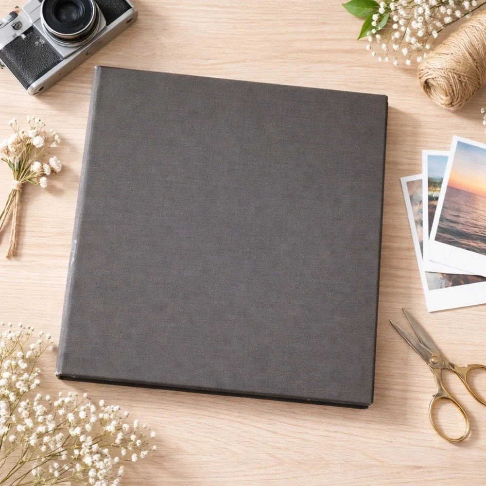 Vintage Gray‎ 2-Ring Binder Photo Album Scrapbook Keepsake Holds 68 Photos